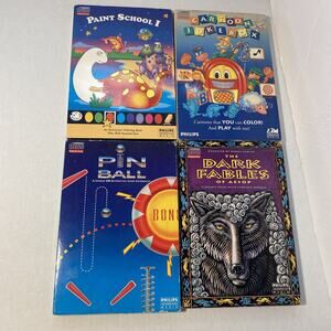 Lot of 4 Philips Disc Interactive Games: PinBall, Dark Fables Paint School USED
